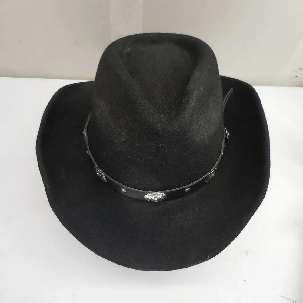 Mens Turner Hat Company 100% Wool Cheyenne Black Western Cowboy Hat 7 1/4-7 3/8